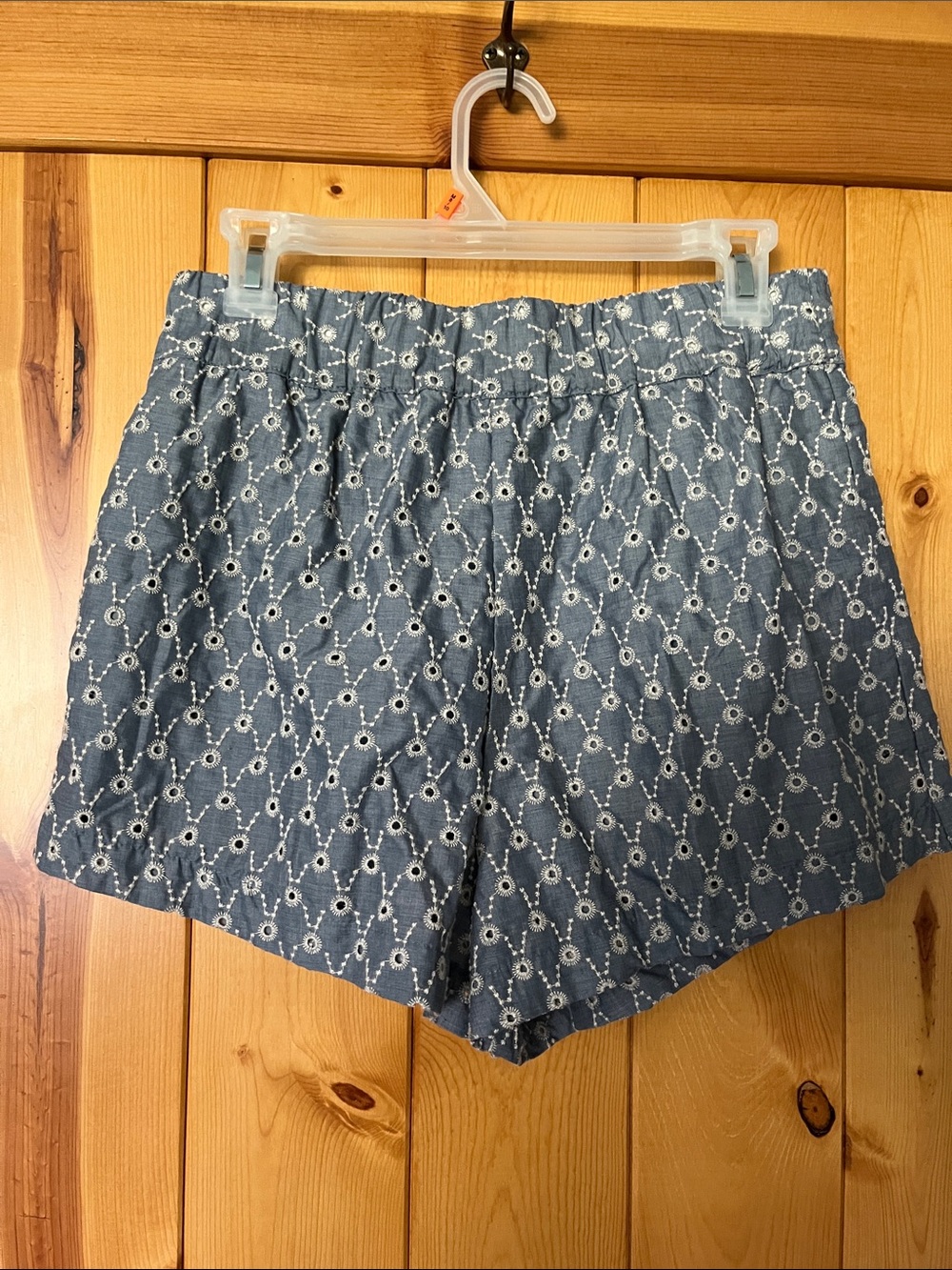 Blue Rain Denim-Look Eyelet High-Waist Shorts - Light Blue
